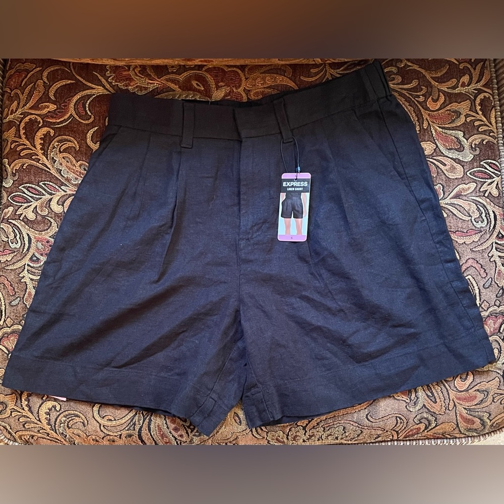 Express Black Linen Shorts